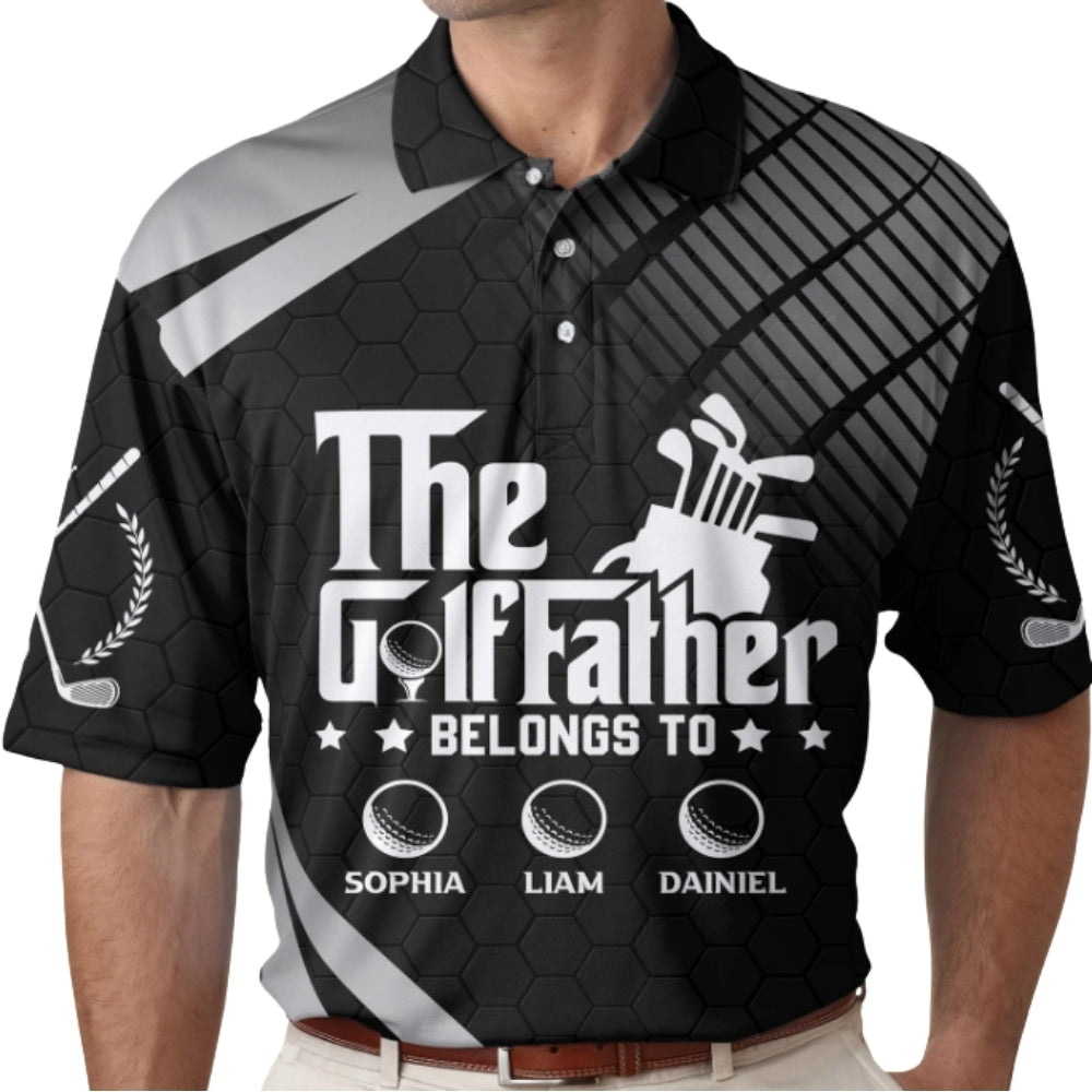 The Golf Father Belong To Custom Kid Names Golf Polo Shirt For Men, Custom Father's Day Golf Shirts GZ0216