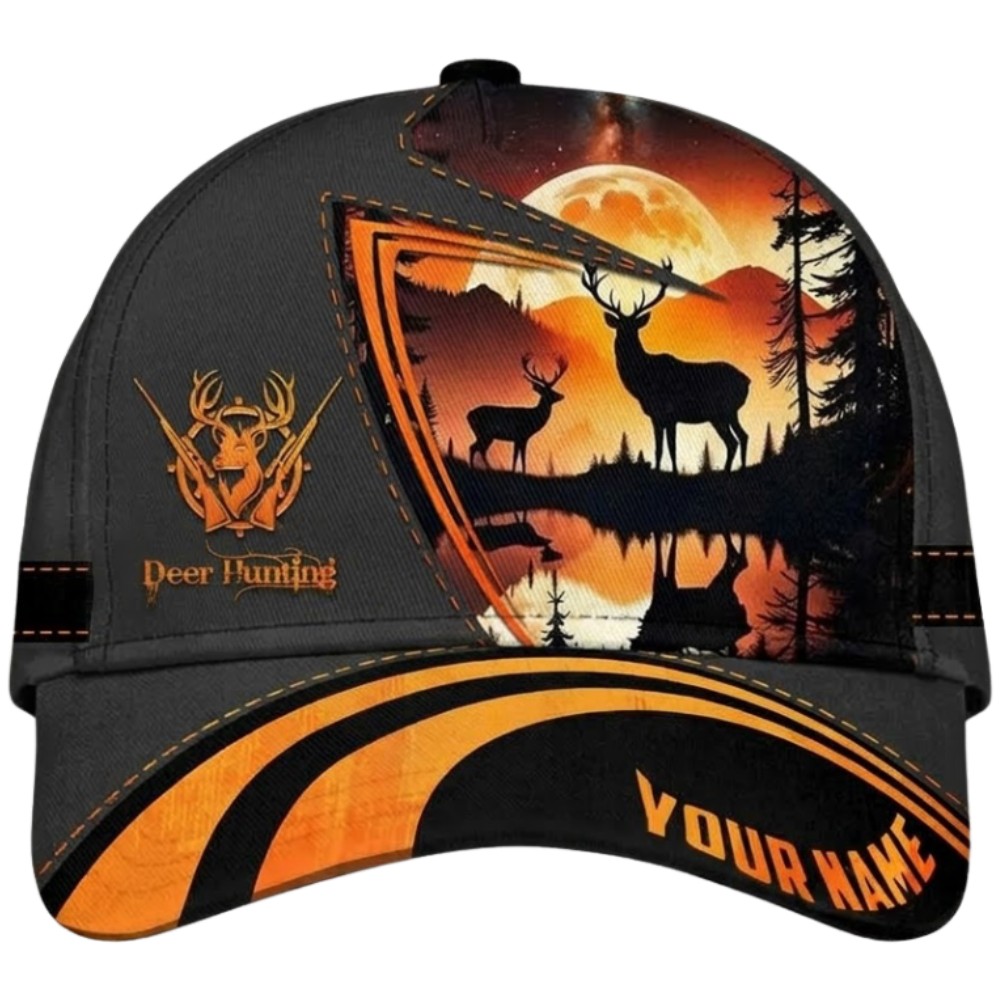 Custom Deer Hunting Sunset Baseball Cap, Custom Hunting Lover Cap Hat CP0720