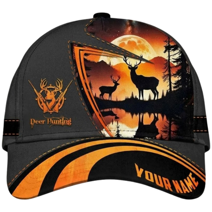 Custom Deer Hunting Sunset Baseball Cap, Custom Hunting Lover Cap Hat CP0720