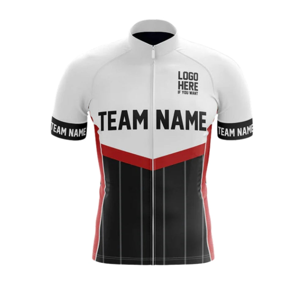 Men's Custom Logo Black Red And White Cycling Short Sleeve Jersey For Team, Custom Cycling Jerseys CG0507