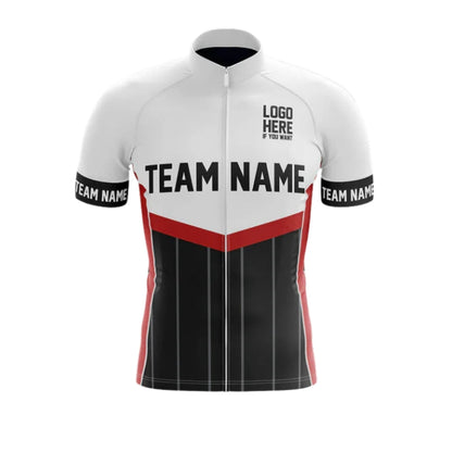 Men's Custom Logo Black Red And White Cycling Short Sleeve Jersey For Team, Custom Cycling Jerseys CG0507