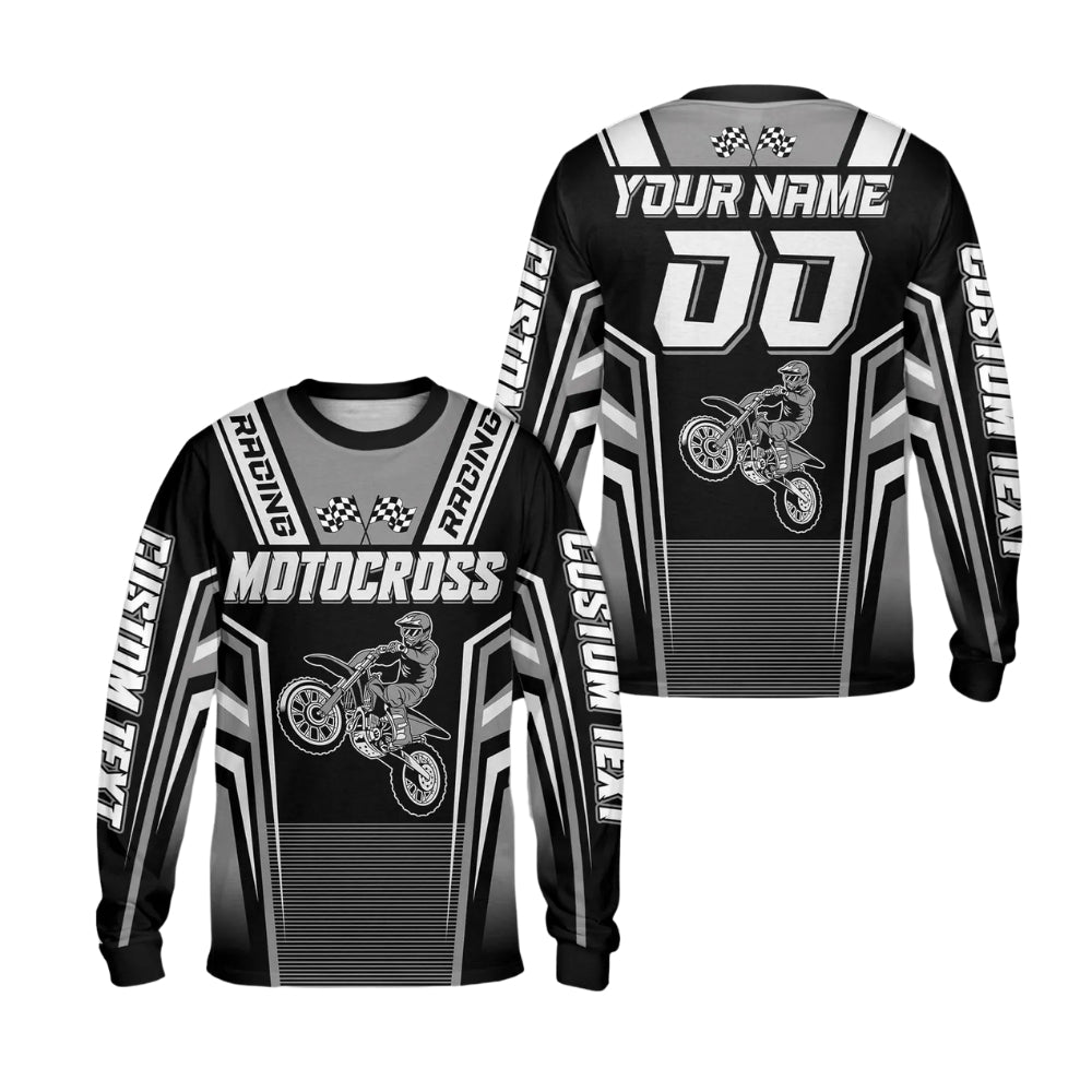 Custom Name Motocross Long Sleeve Jersey Mens , Custom Dirt Motocross Shirts ME0004