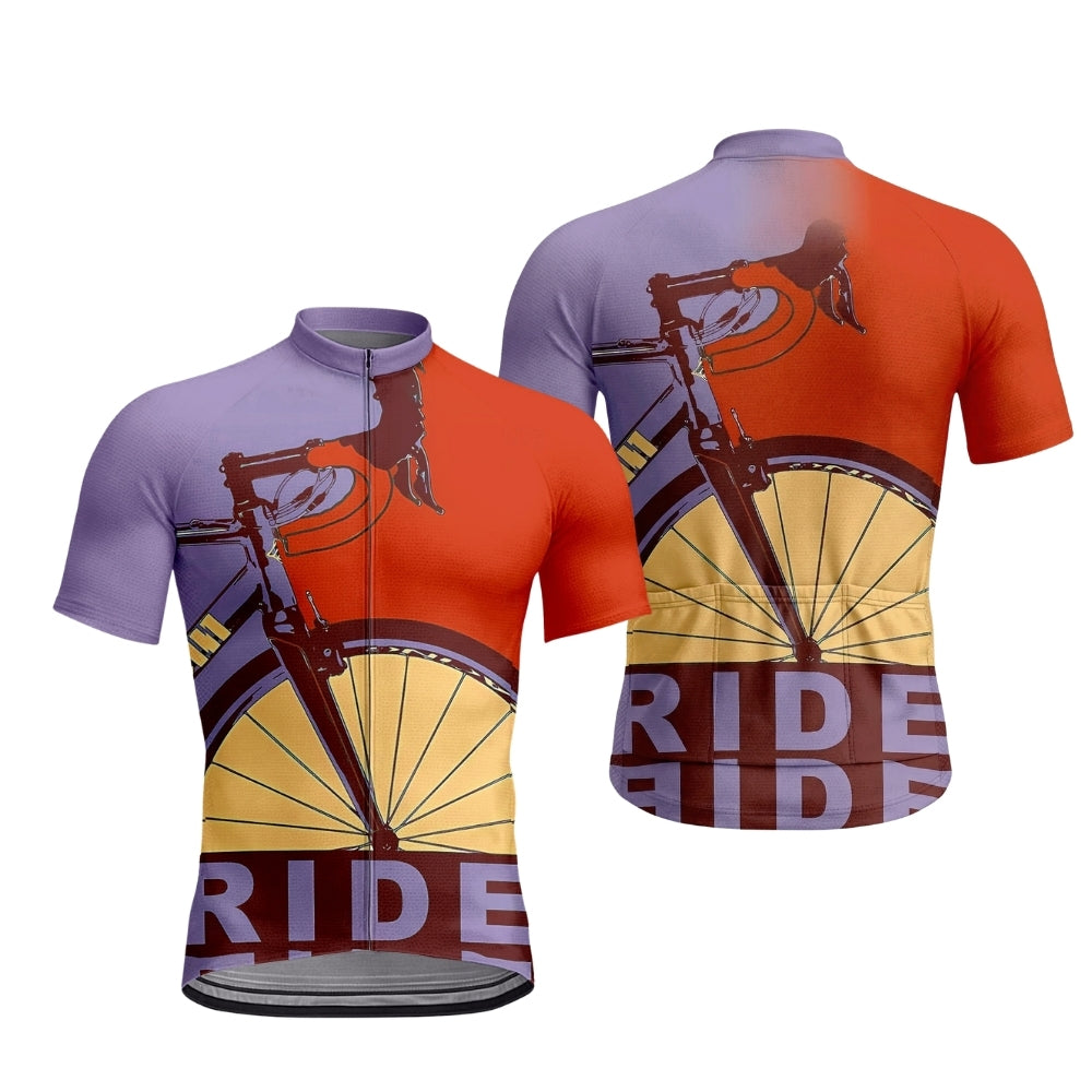 Blue And Red Ride Cycling Short Sleeve Jersey For Men, Men's Cycling Jerseys CZ0152