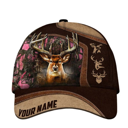 Custom Whitetail Deer Hunting 3D Printed Hat Cap, Custom Deer Hunting Caps CP0345