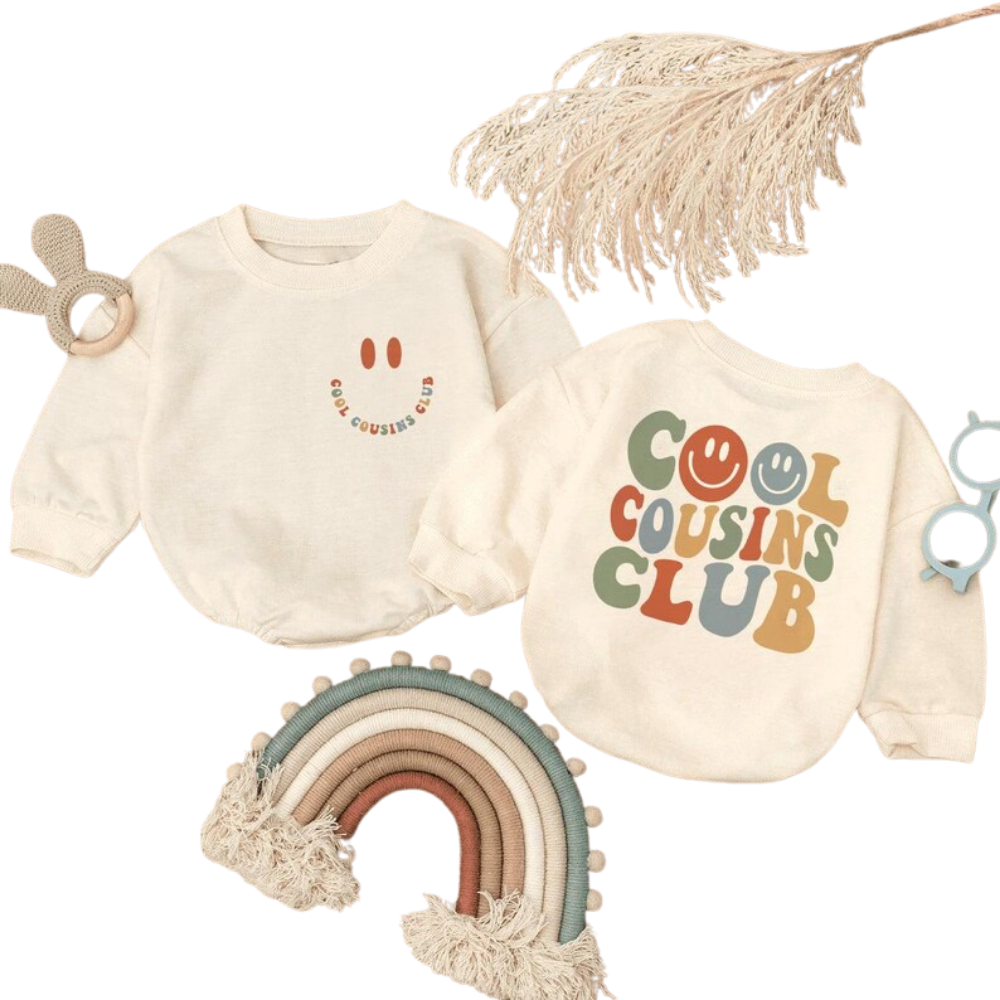 Big Cousin Club Matching Baby Romper Sweatshirt, Cousin Baby Romper Sweater BB0492