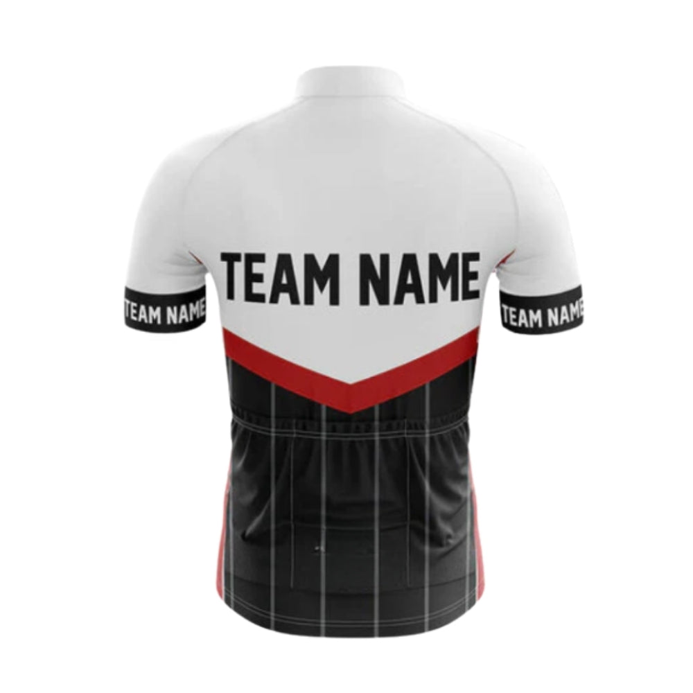 Men's Custom Logo Black Red And White Cycling Short Sleeve Jersey For Team, Custom Cycling Jerseys CG0507