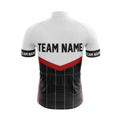 Men's Custom Logo Black Red And White Cycling Short Sleeve Jersey For Team, Custom Cycling Jerseys CG0507