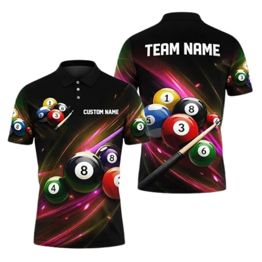 Custom Team Lightning Purple Billiard Polo Shirt For Men, Custom Billiard Shirts BIZ0289