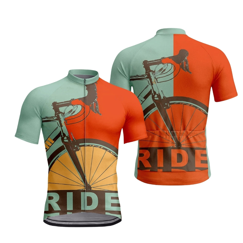 Blue And Red Ride Cycling Short Sleeve Jersey For Men, Men's Cycling Jerseys CZ0152