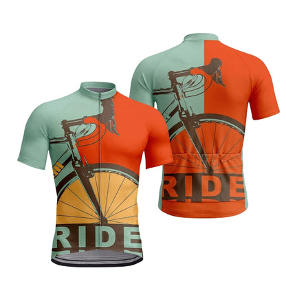 Blue And Red Ride Cycling Short Sleeve Jersey For Men, Men's Cycling Jerseys CZ0152
