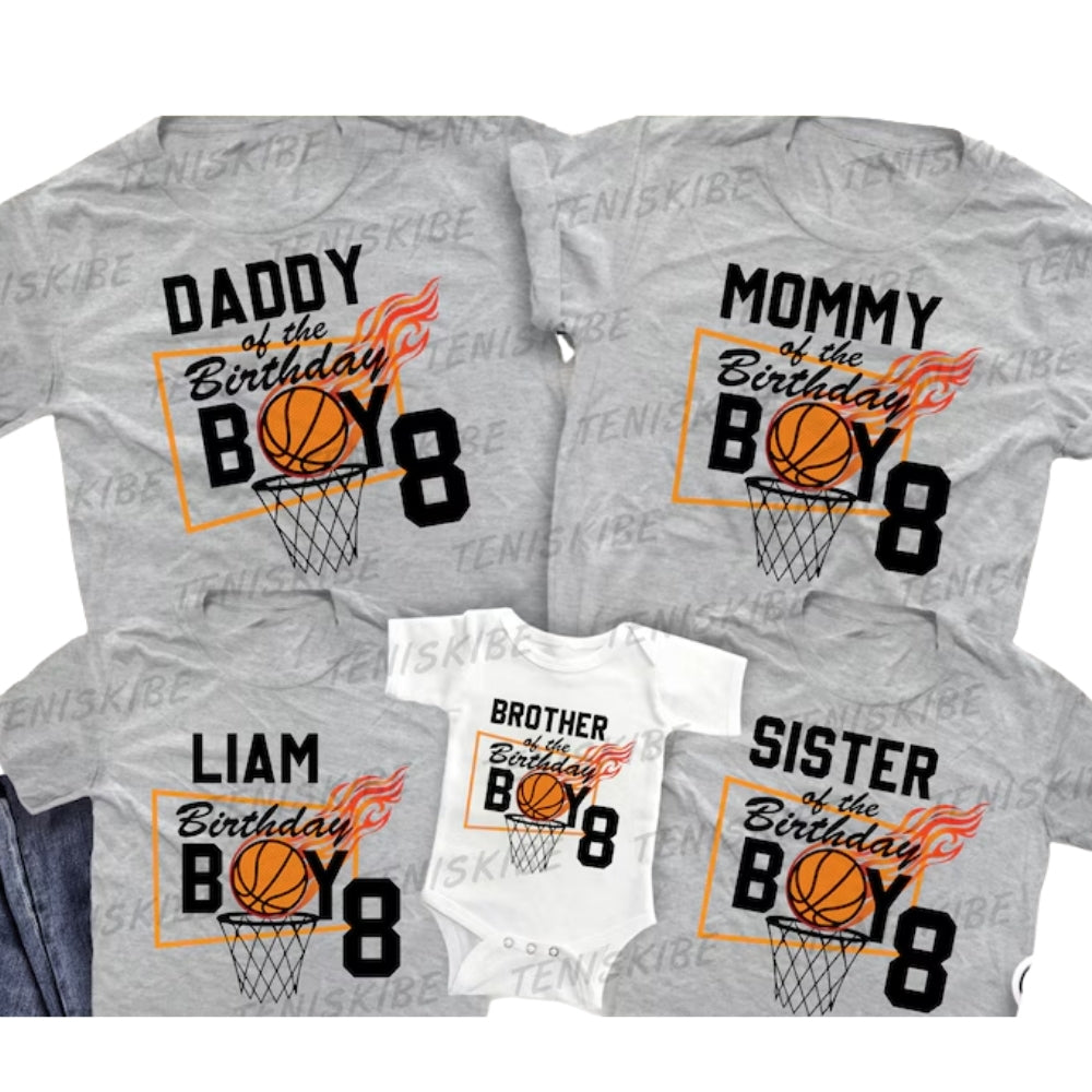 Custom Matching Basketball Birthday Family T Shirts, Custom Basketball Birthday Shirt Matching Family ET0314