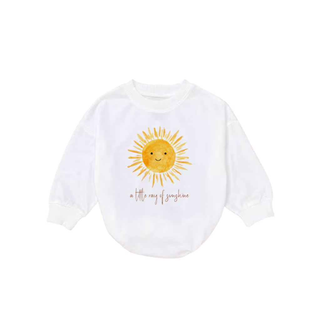 A Little Ray Of Sunny Baby Romper Sweatshirt, Sunshine Baby Romper Sweater BB0493