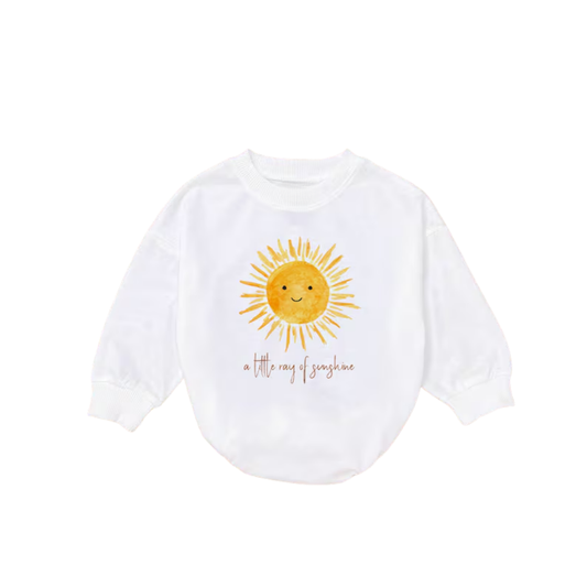 A Little Ray Of Sunny Baby Romper Sweatshirt, Sunshine Baby Romper Sweater BB0493