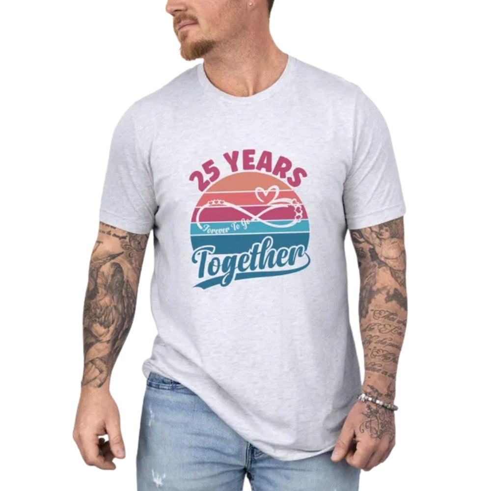 25 Years Together  Matching Couple T Shirts, Silver Wedding Anniversary Matching Husband And Wife Shirts ET1038