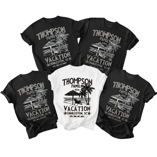 Custom Matching Family Beach Vacation T Shirts, Personalized Family Beach Trip Shirts ET0155