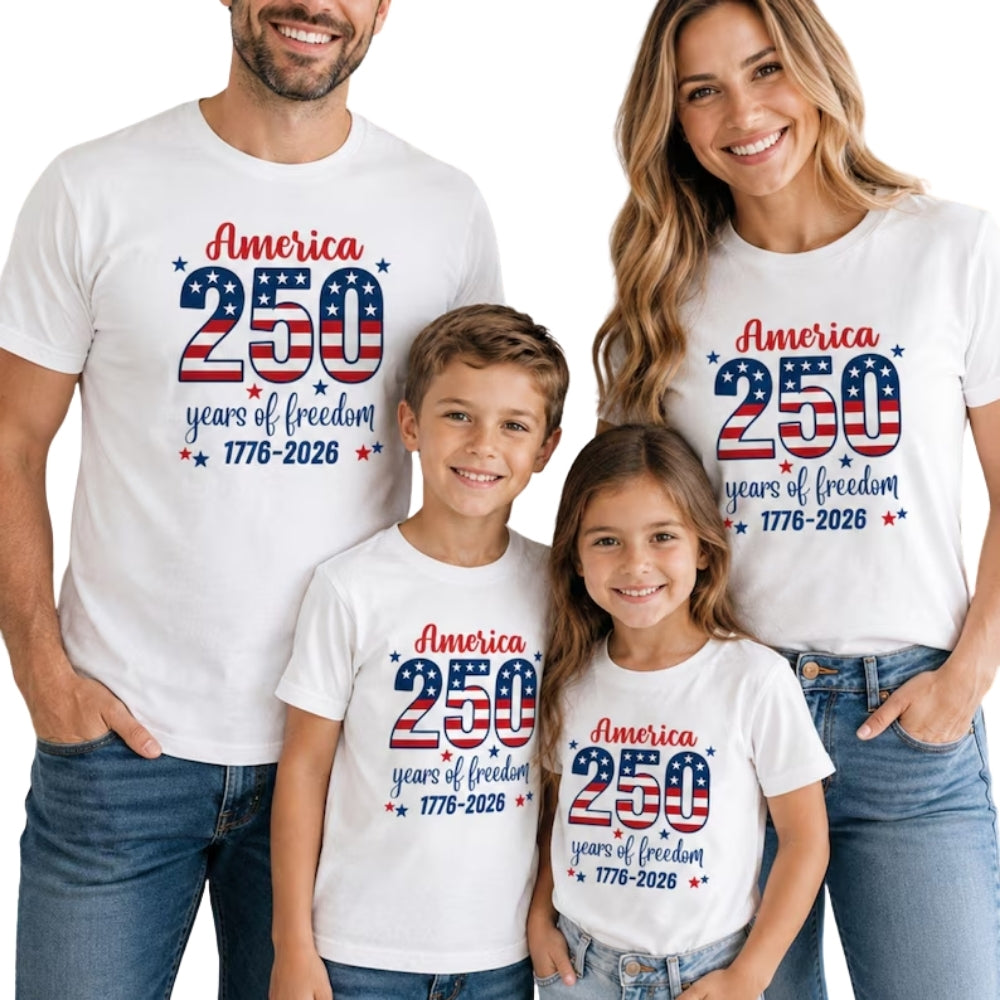 250 Years of Freedom USA Flag Matching Family T Shirt, Matching 4th Of July Shirt For Family ET0731