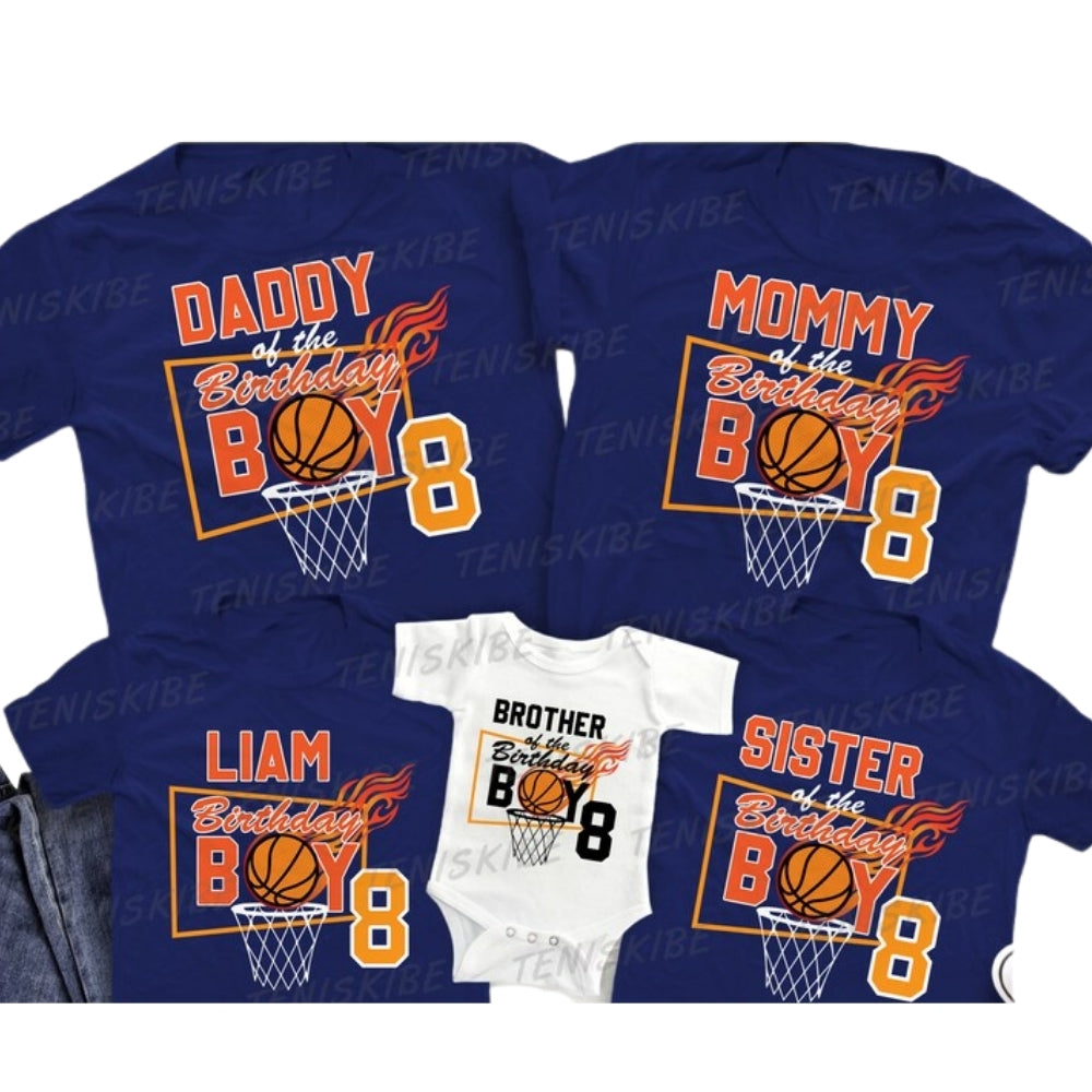Custom Matching Basketball Birthday Family T Shirts, Custom Basketball Birthday Shirt Matching Family ET0314
