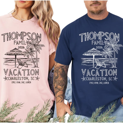 Custom Matching Family Beach Vacation T Shirts, Personalized Family Beach Trip Shirts ET0155