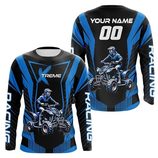 Custom Men's ATV Racing Long Sleeve Shirt With Name And Number, Custom ATV Motocross Jerseys MZ0034