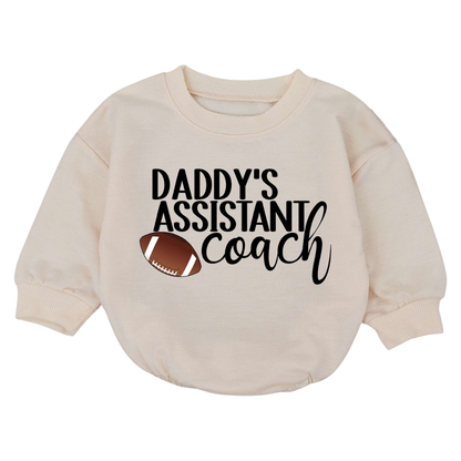 Daddy's Assistant Coach Baby Romper Sweatshirt, Baby Boys Football Romper Sweatshirt BB0076