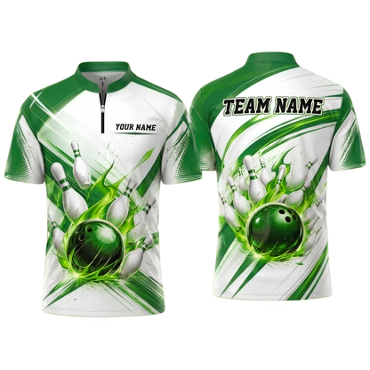 Flame Ball Custom Red White Bowling Jersey For Men, Custom Flame Bowling Team Shirts BZ0924