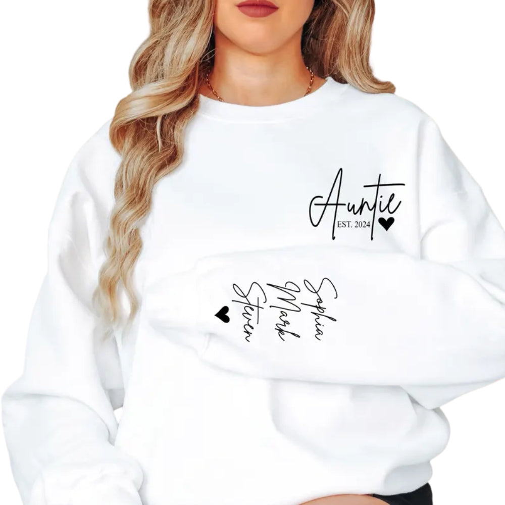 Custom Auntie Sweatshirt With Nieces Nephews Names, Custom Sweatshirt For New Aunt 2D0416