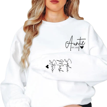 Custom Auntie Sweatshirt With Nieces Nephews Names, Custom Sweatshirt For New Aunt 2D0416