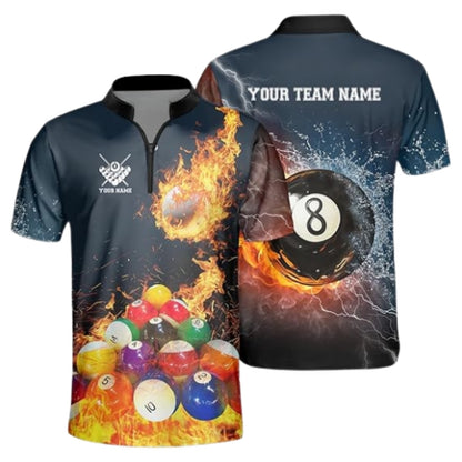 Custom Flame Ball Billiard Mens Jersey, Custom Flame Billiard Team Shirts BIZ0226