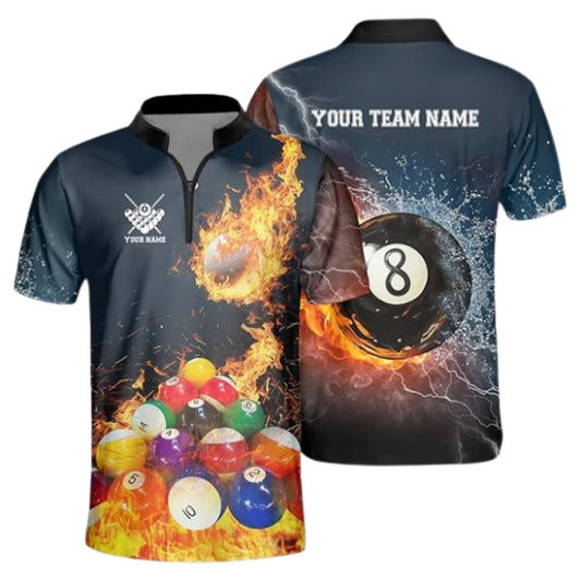 Custom Flame Ball Billiard Mens Jersey, Custom Flame Billiard Team Shirts BIZ0226