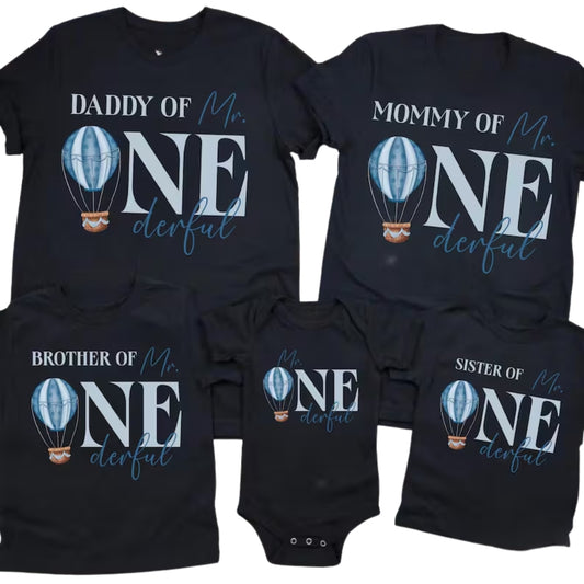 Customized Mr One Derful Matching First Birthday T Shirts For Family, Custom Matching Family 1st Birthday Shirts ET0066