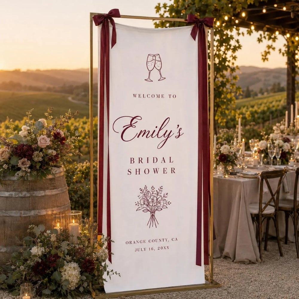 Personalized Bridal Shower Fabric Welcome Sign, Custom Bridal Party Banner WD0402