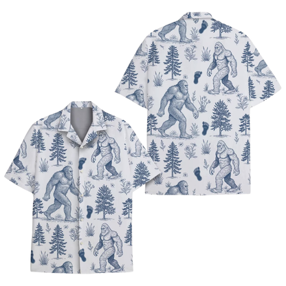 Tropical Bigfoot Toile de Jouy Hawaiian Shirt For Mens, Sasquatch Bigfoot Hawaiian Shirt HE0395
