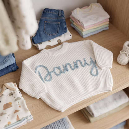 Custom Embroidered Name Baby Knit Sweater, Personalized Baby Knit Sweatshirt BB0128