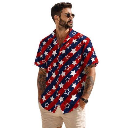 Blue Red White Star Hawaiian Shirt For Men Women, Patriotic Independence Day Hawaiian Shirt HE0406