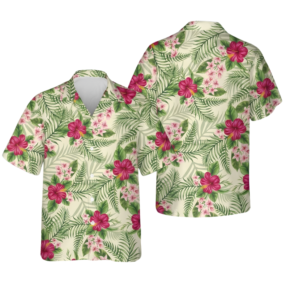Hibiscus Tropical Hawaiian Shirt Women Men, Floral Tropical Hawaiian Shirts HE0528