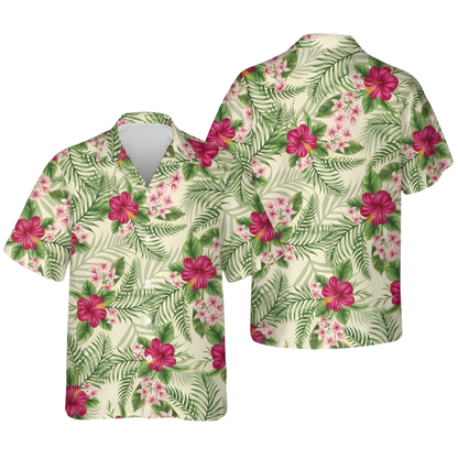 Hibiscus Tropical Hawaiian Shirt Women Men, Floral Tropical Hawaiian Shirts HE0528