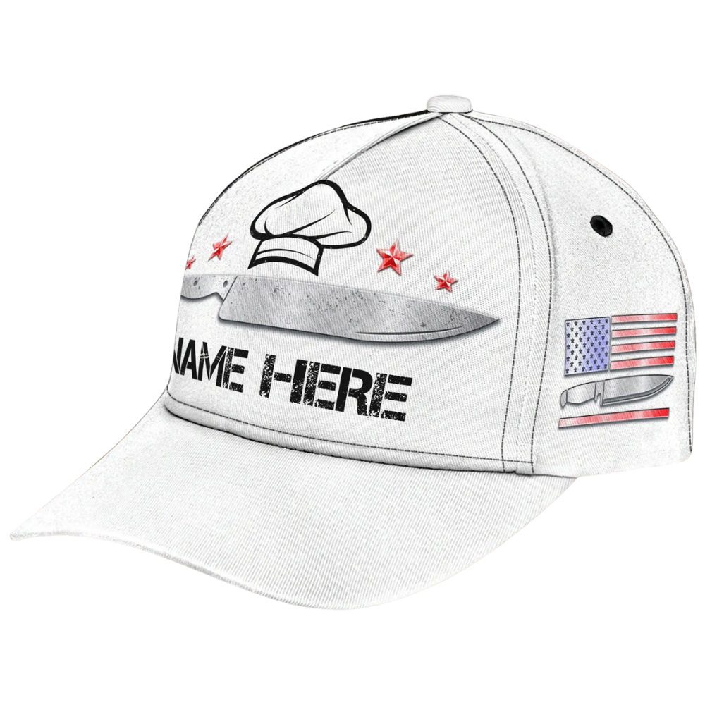 Personalized Chef White Basbeball Cap, Custom Chef 3D Printed Hat CP0633