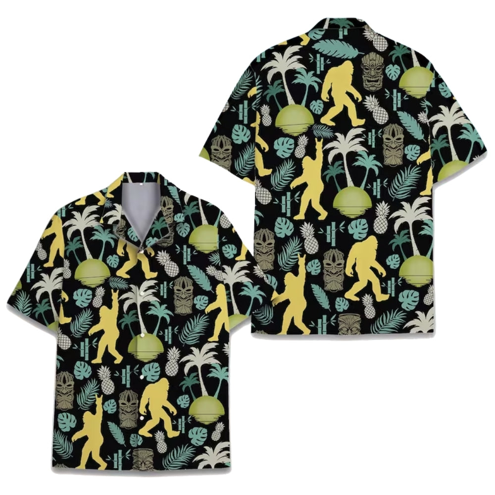 Bigfoot Tiki Tropical Hawaiian Shirt For Men, Sasquatch Bigfoot Tiki Hawaiian Shirts HE0160