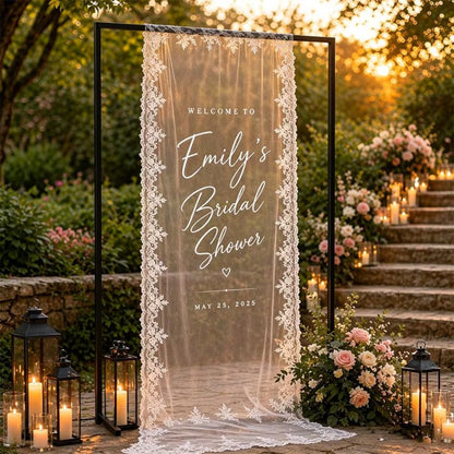 Bridal Shower Personalized Lace Welcome Sign Banner, Custom Lace Bridal Shower Welcome Banner WD0241