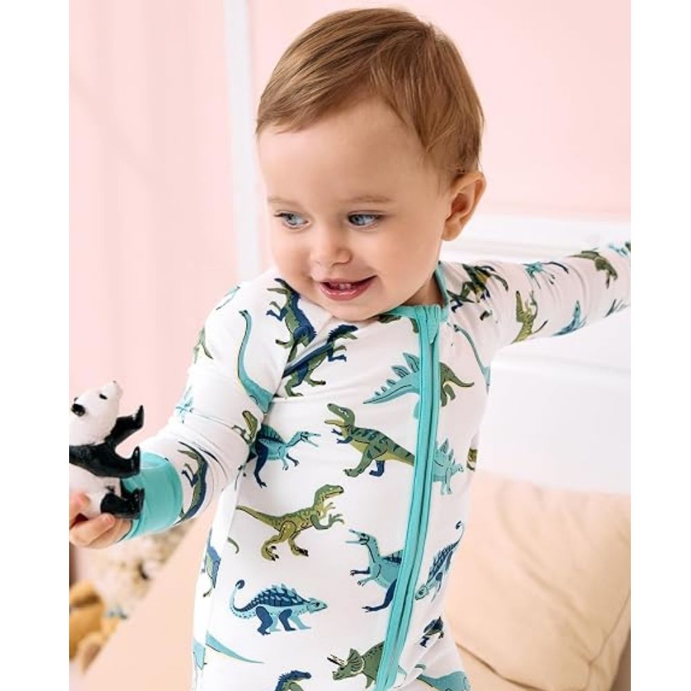 Dinosaur Blue Baby Convertible Zippy Romper, Dinosaur Baby Convertible Romper BB0363