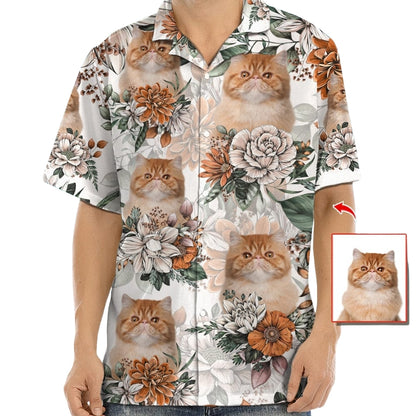 Custom Dog Photo Floral Hawaiian Shirt For Men Women, Custom Pet Photo Tropical Hawaiian Shirts HE0488