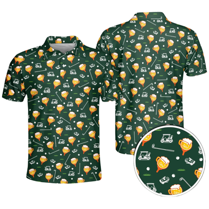 Custom Photo Beer Golf Polo Shirt For Men, Custom Face Golf Shirts For Beer Lover GE0592