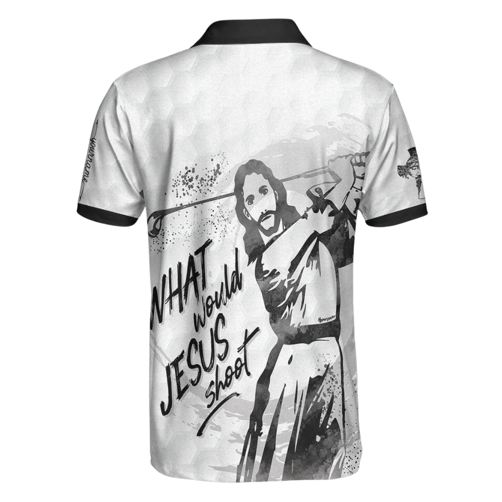 What Would Jesus Shoot Custom Mens Golf Polo Shirt, Custom Christian Faith Golf Shirts GE0553
