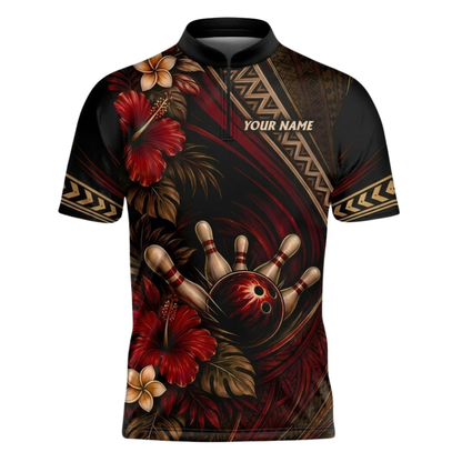 Custom Tribal Tropical Bowling Mens Jersey Shirts, Custom Tribal Bowling Shirts For Team BZ1105