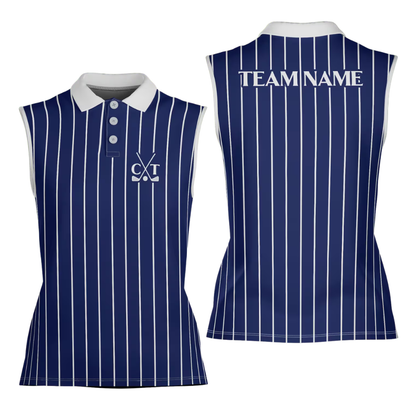 Custom Green Pink Womens Sleeveless Golf Shirt, Custom Team Golf Shirt For Women GE0571
