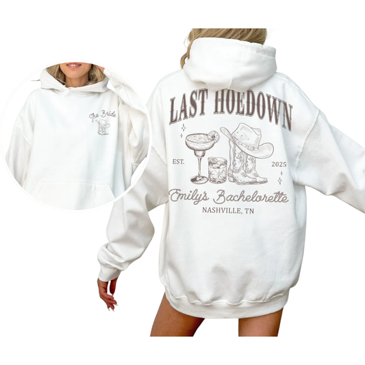 Last Hoedown Custom Bachelorette Matching Hoodies, Custom Western Bachelorette Hoodies For Bride Bridesmaid ET1478