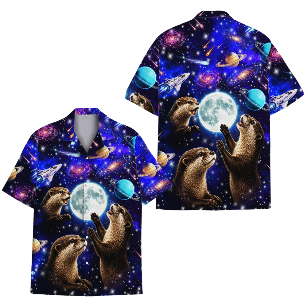 Otter Space Galaxy Hawaiian Shirt Men Women, Otter Hawaiian Shirt For Space Lover HE0679