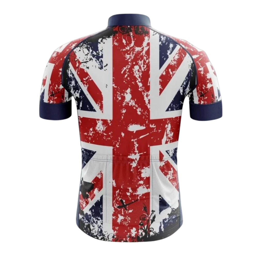 United Kingdom Flag Cycling Short Sleeve Jersey Mens, Patriotic United Kingdom Cycling Jersey CG0834