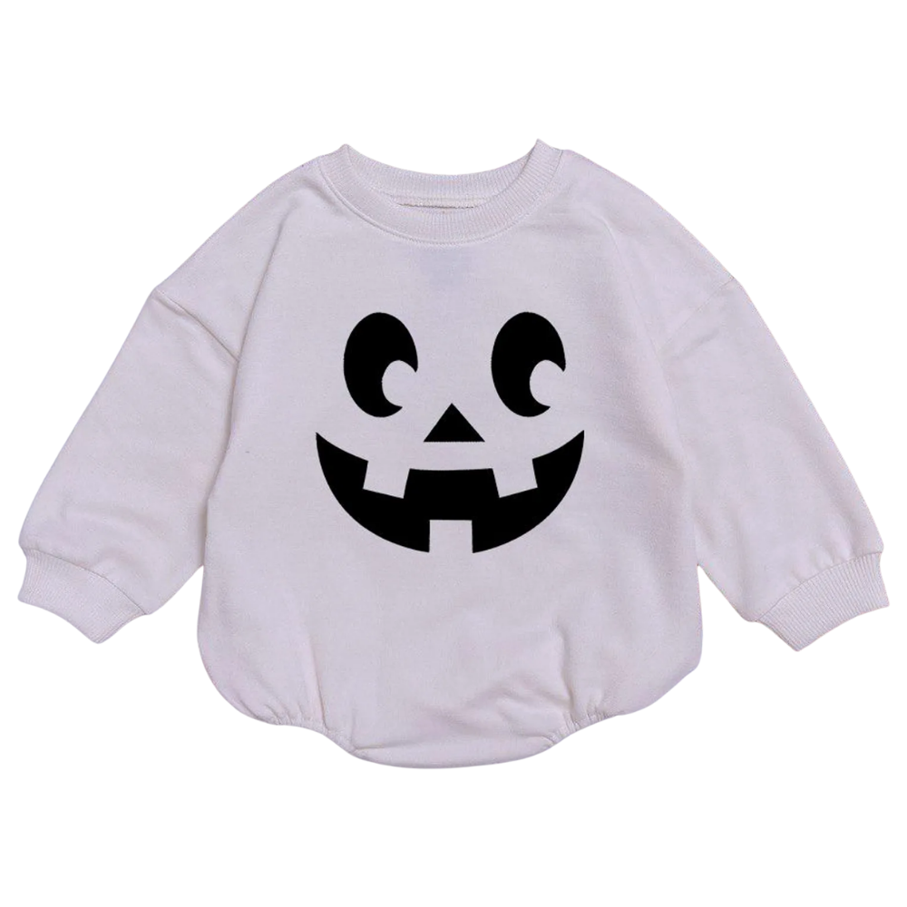 Pumpkin Face Baby Romper Sweatshirt, Halloween Baby Romper Sweater BB0523
