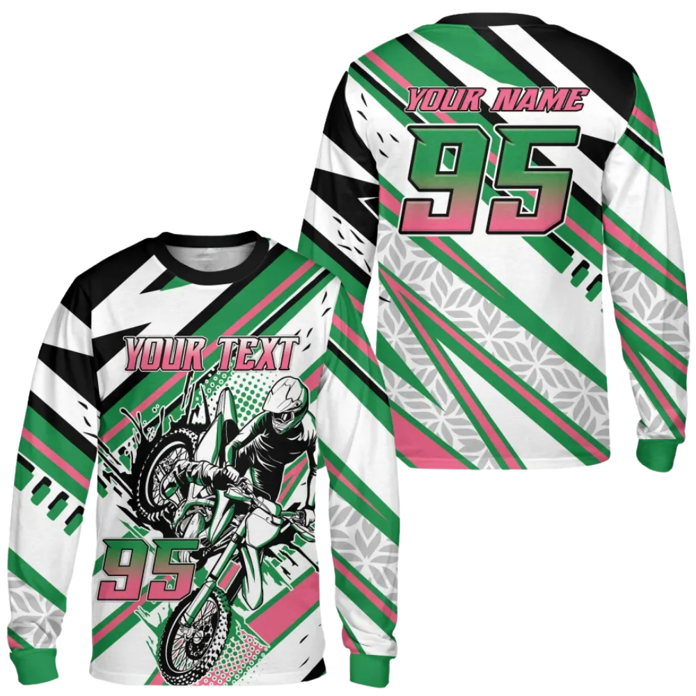 Custom Red And White Motocross Jersey Long Sleeve For Men, Custom Dirt Bike Jerseys MZ0106